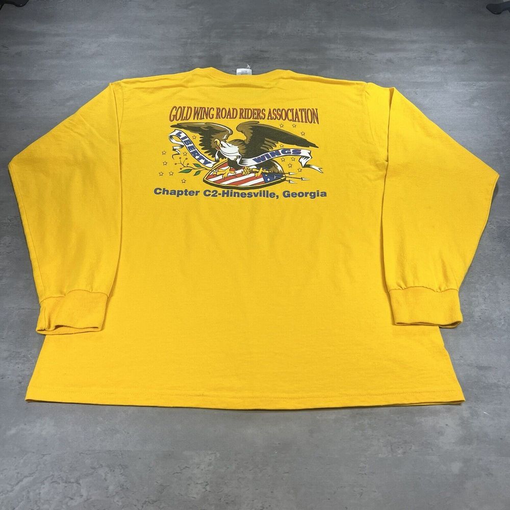Chopper Biker Shirt Adult Large Yellow Long Sleeve‎ War Military USA Veteran